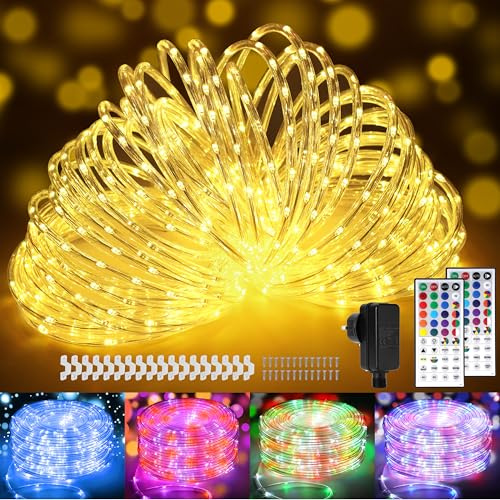 20M 400er LED Schlauch Lichterkette Außen Strom, LED Lichtschlauch Außen Warmweiß & Bunt, 25 Farben LED Lichterkette Außen, Patio Lichterschlauch mit Fernbedienung für Outdoor Garten Balkon