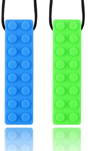Vicloon Collier à Macher, 2PCS Anneaux de Dentition, Anneau Dentition Bebe Silicone Refrigerants,Silicone Collier à Mâchouiller Sans BPA, pour enfants souffrant de dentition, d'autisme et de TDAH