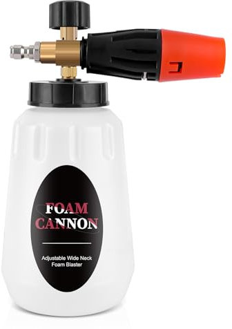 Cannone in schiuma per idropulitrice, 1 l, regolabile, 1/4 a sgancio rapido, lancio di schiuma Snow Foam Cannon, dispenser di sapone ugello spray in schiuma, per idropulitrice pistola