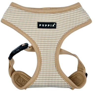 Puppia Amatus Hundegeschirr A (über den Kopf), modisches Hahnentrittmuster, Frühling Sommer Geschirr für kleine und mittelgroße Hunde, Beige, Medium