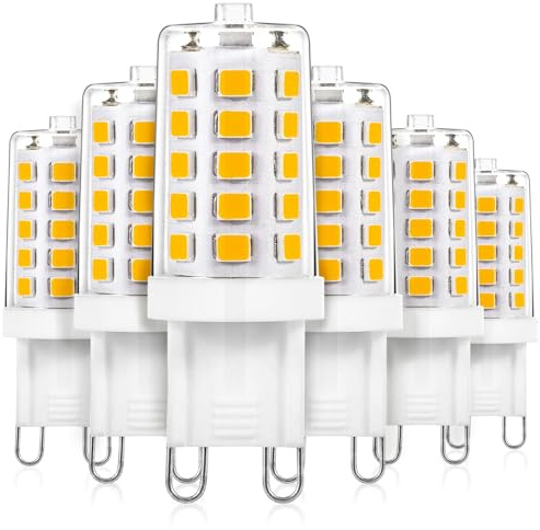 Joutameili 6 Pack G9 LED Bulb Soft Warm White 2700K 4W Equivalent 40 Watt, 120V Non-dimmable Flicker-Free LED G9 Bulb,T4 Halogen Light Lamp Replacement for Chandelier Lighting