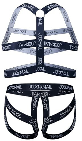 JOCKMAIL Herren Geschirr und Jockstrap Set Atmungsaktives Clubwear Geschirr mit Ring und Sexy Unterwäsche für Party, Bühne, Club