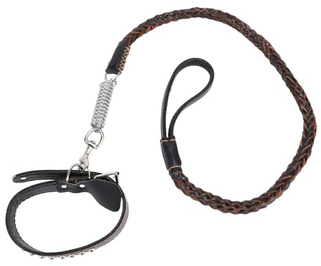 Hundehalsband- und Leinenset aus PU-Leder mit stoßdämpfender Feder, geflochtene Hundetrainingsleine für mittelgroße und große Hunde