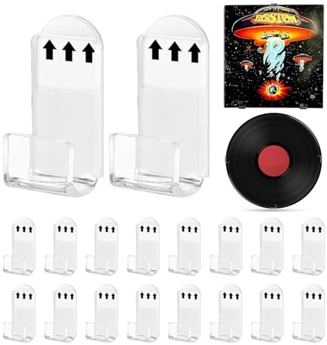 JYNXOR 18Pezzi Supporto da Parete per Dischi in Vinile, Porta CD da Parete Autoadesivo, Acrilico Trasparente Espositore per Copertina LP, Scaffale Per Dischi Vinile, Display per la Parete Della Parete