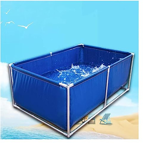 Genérico Piscina elevada Rectangular Plegable - Tanque de Agua de PVC para Exteriores con Soporte, Ideal para Acampar, Pescar y Cultivar mariscos, 3 x 2 x 1 m, Color Azul