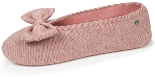 Isotoner Pantuflas Bailarinas Mujer ultra cómodas, suela de piel, detalle gran lazo, Rosa china, 37/38 EU