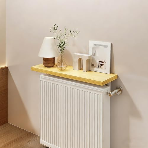 Étagères Murales Flottantes en Bois 80 Cm/100 Cm/120 Cm, Tablette de Radiateur avec Support de Fixation, Etagere Radiateur, pour Optimiser L'espace(Yellow_80x20cm/32x8)