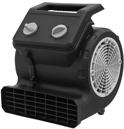 Fyssnn Ventilador eléctrico industrial de 250 W, con 3 niveles de velocidad, ventilador de suelo portátil, ventilador radial para alfombras, secado de suelos, deshumidificación, ventilación (negro)