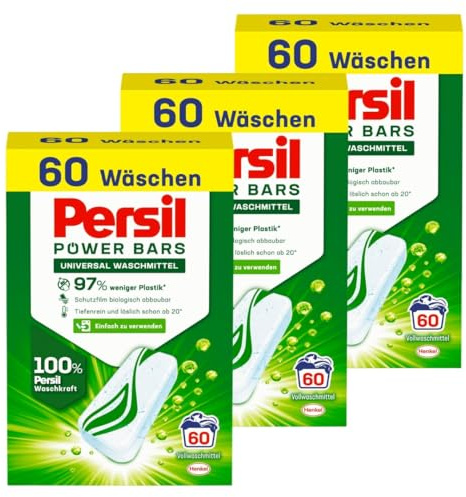 Persil Power Bars Universal Waschmittel 180 Waschladungen, vordosiertes Vollwaschmittel in nachhaltiger Verpackung, für hygienisch reine Wäsche bereits ab 20° C