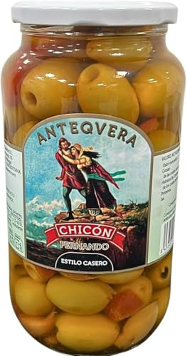 Aceitunas Gordal Sin Hueso Estilo Casero Chicón Fernando – Esencia Picante | 900 gr (470 gr Escurrido), Tapas, Vermut, Aperitivo Gourmet y Picoteo Mediterráneo