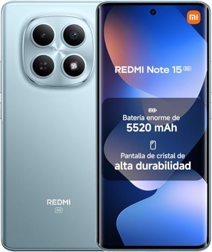 XIAOMI Redmi Note 15 5G - Smartphone, 8+256GB, schermo AMOLED FHD+ da 6,77, Snapdragon 6 Gen 3, fotocamera da 108 MP, batteria da 5520 mAh, Glaciar Blu