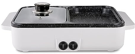 Parrilla Eléctrica Para Barbacoa Coreana De Interior, Olla Con, Y Tapa Transparente Sartén Antiadherente(White)