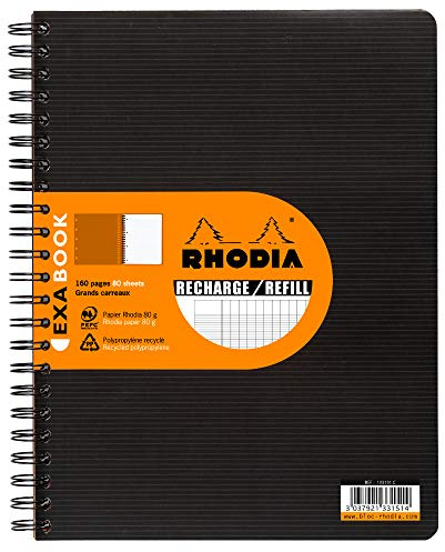 Rhodia 133151C Nachfüllung (für Exabook, DIN A4+, 80 Blatt, französische Lineatur) 1 Stück, Weiß