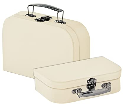 VBS Koffer, 2er-Set, aus cremfarbenem Karton, 23x15x6,5cm und 18x13x6cm