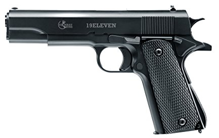 Combat Zone Airsoft Pistole 19 Eleven, Federdruck Waffe mit 0,5 Joule, inkl. 250x 6 mm BB Soft-Air Kugeln, schwerer Metallschlitten und Metall-Lauf