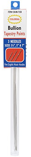 Colonial Needle Blunt Point Bullion Needles, 3.5-Inch, 5-Inch and 7-Inch, 3-Pack