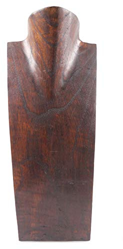 Artisanal Buste - Présentoir à Colliers en Bois Massif Chocolat H35cm