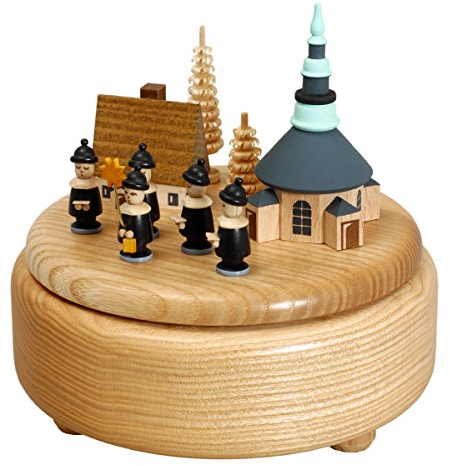Rudolphs Schatzkiste Spieldose mit Spielzeugdorf und Kurrende BxHxT 13x13x13 cm NEU Spieluhr Spielwerk Musikdose Musik Figur Seiffen Erzgebirge Holz Dekoration Weihnachten