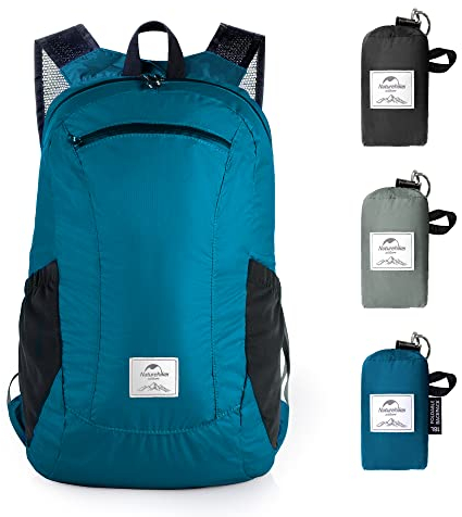 Naturehike Ultra Leichtes Packbar Wasserdicht Wandern Daypack, Kleiner Rucksack Dauerhaft Handliche Faltbare Perfekt für Klettern Camping Rucksack Radfahren(Eisblau 18L)