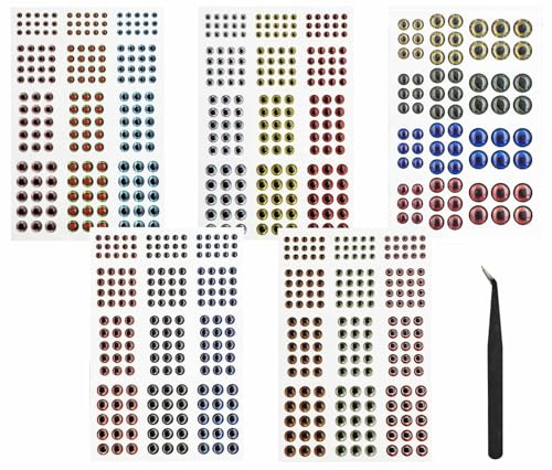 Fish Eyes for Lures Making - Small and Large Fishing Lure Eye 3mm 4mm 5mm 6mm 7mm 10mm Assortment for Fly Tying DIY Materials Tool