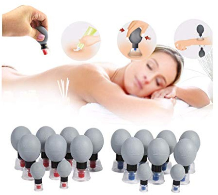 Kqlx Vakuum Schröpfen Set, TCM Magnetfeldtherapie Akupressur Saugnäpfe, Massage Muskelgelenk Schmerzlinderung Akupunktur Moxibustion Massagedosen,18pieces