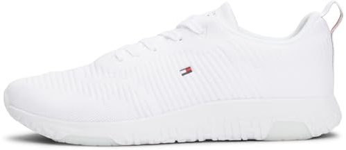 Tommy Hilfiger Uomo Sneakers Running Corporate Knit Rib Runner Scarpe Sportive, Bianco (White), 45