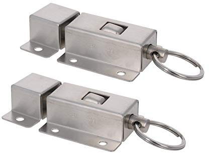 MroMax Sicherheitsriegel für Türen und Fenster, silberfarben, manuell, 304 Edelstahl, ZY-14B, 70 x 37 x 15 mm (Länge x Breite x Dicke)