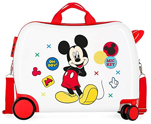 Disney Mickey Enjoy the Day Kinder-Koffer Weiß 50x38x20 cms Hartschalen ABS Kombinationsschloss 34L 2,1Kgs 4 Räder Handgepäck