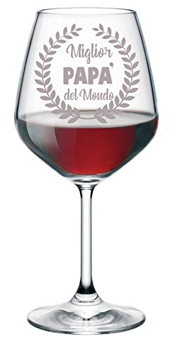Calice da Vino incisione Papà migliore del mondo - calice in vetro 500 ml