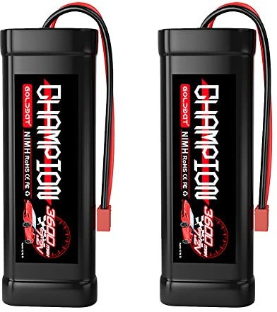 GOLDBAT 3600mAh 7.2V NiMH Battery with T Connector for RC Car RC Truck LOSI Associated HPI Kyosho Tamiya Hobby (2 Pack)