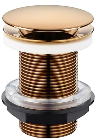 Edouard Rousseau Bonde de Lavabo à Ecoulement Libre, diam. 63 mm, certifié NF, sans Trop Plein, Standard, Finition Rose Gold