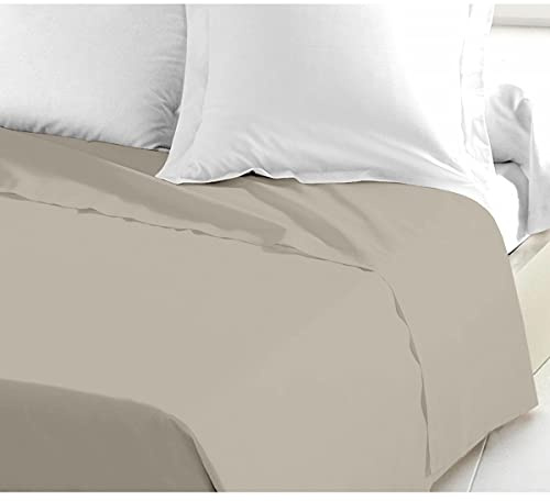 Home Linge Passion - Lenzuolo piatto, 1 pezzo, 100% cotone, 57 fili, 1 persona, 180 x 290 cm, colore: Beige Crema, Avorio