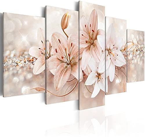 B&D XXL - Acrylglasbild Abstrakt beige Bokeh, 200x100 cm, 5-teilig, modern | Hochwertige Leinwand, sofort aufhängbar, ideal fürs Wohn- oder Schlafzimmer, wasserfest und lichtecht, langlebig, stilvoll