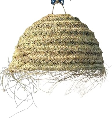 Suspension paille tressée, Suspension luminaire naturelle, Luminaire naturelle extérieur fait main