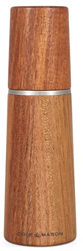 Cole & Mason Marlow Acacia Salzmühle Holz, Akazienholz, 18.5cm, Gewürzmühle, Traditionelle verstellbare Salzmühle mit Keramikmahlwerk, H322222