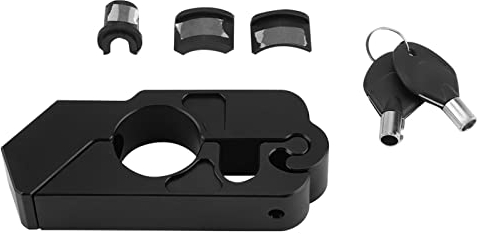 Akozon Bloc Frein Moto, Ymiko Motorrad Bremsschloss, Universelles Motorrad-Bremsschloss CNC-Aluminiumlegierung Motorradgriffschloss Motorrad Lenker Bremshebelschloss Fahrzeugsicherheit(Schwarz)