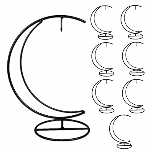 Eidoct 8Pcs Ornament Display Stand, Moon Shaped Iron Hanging Stand