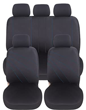 Auto Accessori Lupex Coprisedili per auto Universali, tessuto poliestere, set fodere protezione sedili, copertura adattabile, No Suv (Anteriori e Posteriori, G - Blu Scuro)