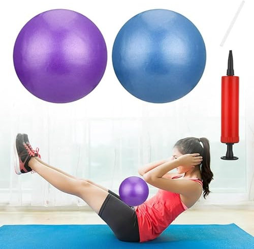 Auidy_6TXD 2 Stück Gymnastikball Klein,25cm Pilates Ball Übung Ball,Soft Rutschfester Gymnastikball mit Aufblasvorrichtung für Yoga, Pilates, Balance, Physiotherapie