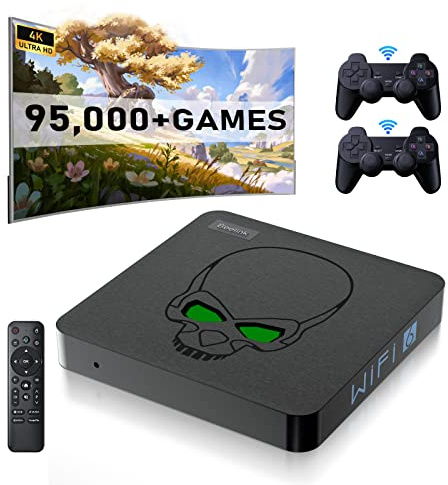 MOLVUS Super Console x King Retro Game Console Built-in 95,000+ Games, Plug-Play Video Game Console for TV,S922X Chip, Support 4K HD Output,2 Wireless Controllers, Gift for Friend/Family (128G)