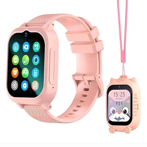 noolino TRACKSTAR Smartwatch für Kinder mit GPS Tracker zur Live-Ortung, Geofencing, SOS Knopf, 4G Telefon, HD Kamera, Videoanruf, Voice Chat, Eltern App, 2. Armband + Case, Geschenk für Schulstart