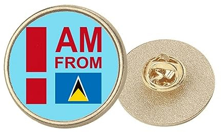 I Am From Lucia Art Deco Brosche, rund, Metall, goldfarben, M, Metall