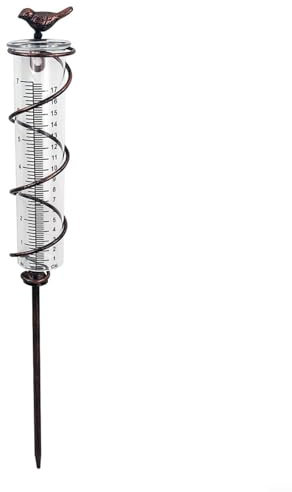 URPIZY Pluviomètre extérieur avec cadre en métal – Jauge de pluie amovible pour jardin, cour, terrasse, pelouse, paysage, étang, terres agricoles