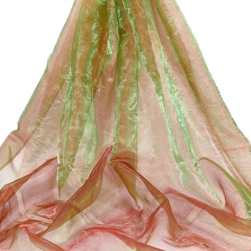 PH PandaHall Organza Lace Fabric - 3 Yards, 59 Inch Wide, Sheer, Magic Shiny, Laser Fabric, Gauze, for Dress, Stage Show, Costume, Wedding, Clothing, Accessories, Photography Background