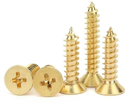 Cilky Metallschrauben 5/10/20/50 Stück goldene Senkkopf-Flachschrauben mit metrischem Gewinde, Messing, goldene Schrauben, Holzplatte, Faserplatte, Möbel(M3x20 (20Pcs))