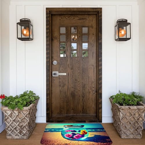 PHAYAH Zerbino con fiori in una bottiglia, 40,6 cm x 61 cm, per interni, per porta anteriore e posteriore, per patio, ingresso, garage, patio, casa, portico