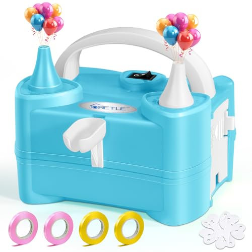 JORETLE Maquina Inflar Globos Electrica, Inflador de Globos Electrico 400W con 2 Modos de inflación,para Fiestas de cumpleaños, Fiestas, Bodas (Azul)