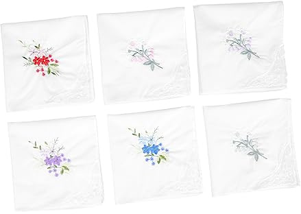 LABRIMP Pañuelos Bordados Flores 12 Piezas Algodón Puro Blanco Encaje Diseño Artesanal Para Mesa Comedor Bodas Banquetes Lavable y Reutilizable