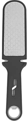 Affilacoltelli tascabile da cucina, affilacoltelli portatile multifunzione a doppia faccia Pietra per affilare coltelli 6 in 1 per cucina da campeggio (Nero)