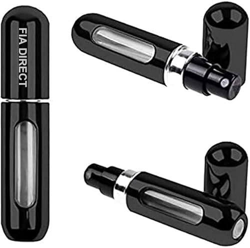Fia Direct 6ML Perfume Atomiser Aftershave Travel Refillable Bottle Portable Handbag Spray-Nicotine Free (Black)